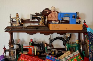 Jeffrey's miniature sewing machine collection.