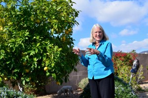 Amanda Jeffrey in her garden