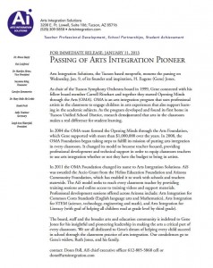 Press release from Arts Integration Solutions