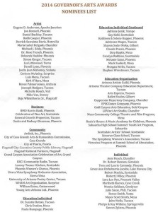 2014 Governor's Awards nominees